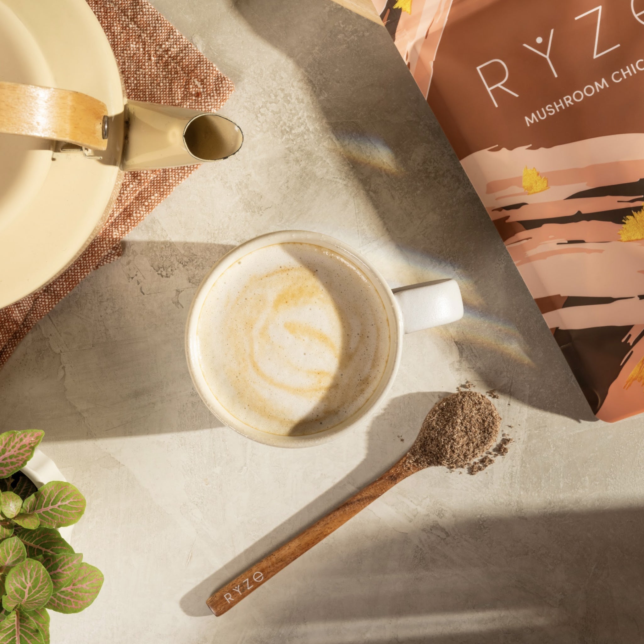 RYZE Mushroom Chicory — Organic Instant Chicory with Shitake & Lions mane, 30 Servings K1