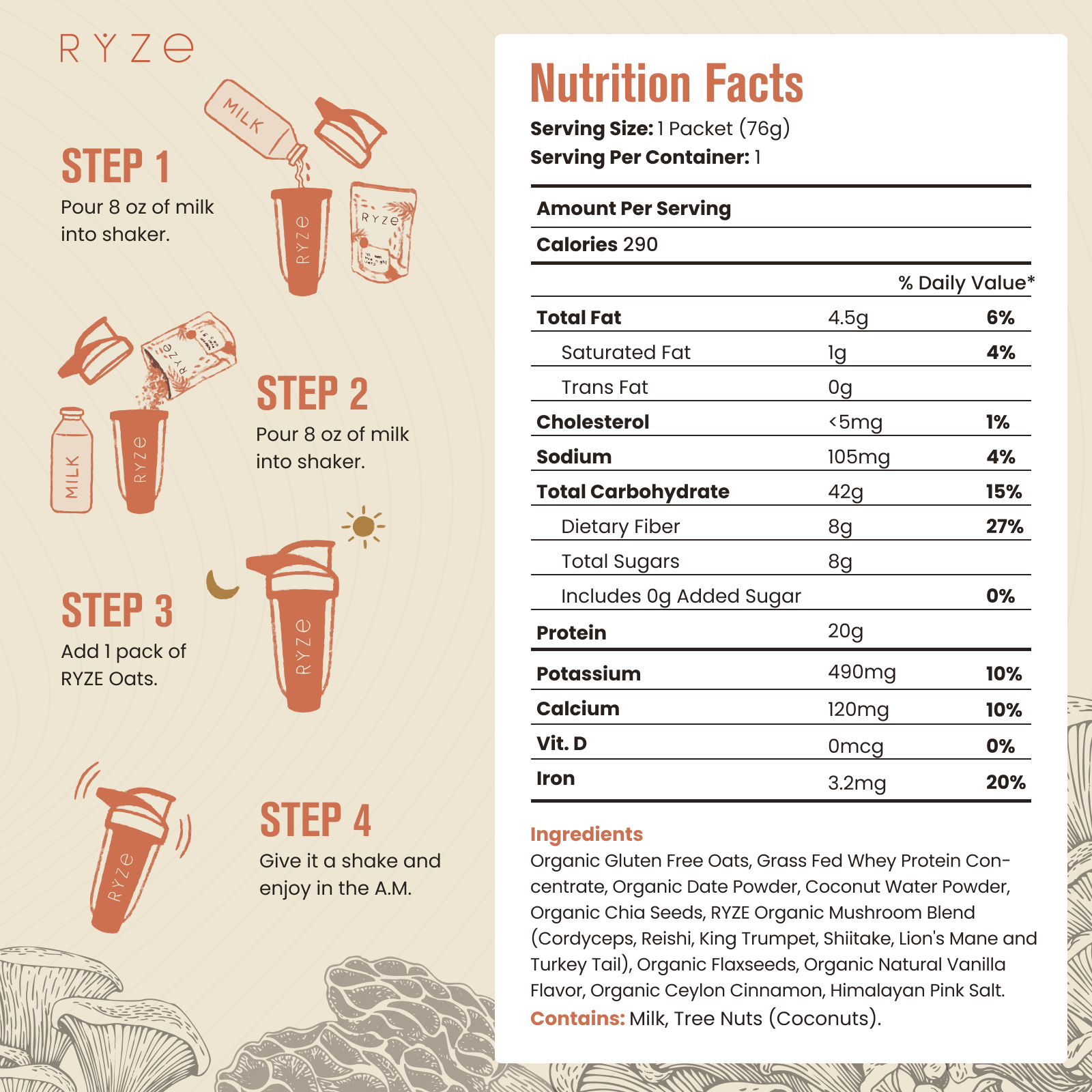 Mushroom Overnight Oats Pack (28 Servings) F6
