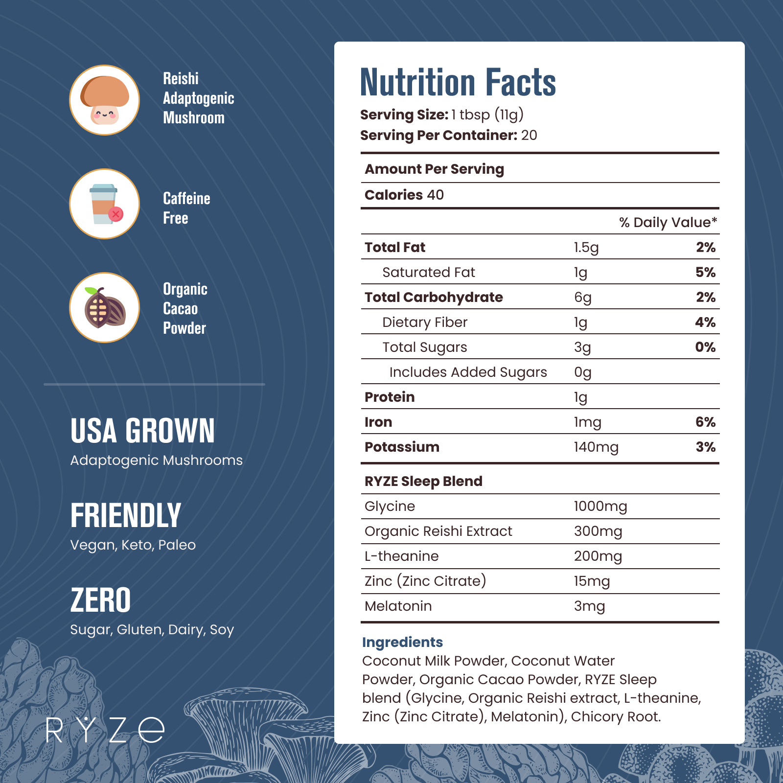 RYZE Hot Cocoa - with 6 Sleep Superfoods to Help Fall Asleep and Stay Asleep S2
