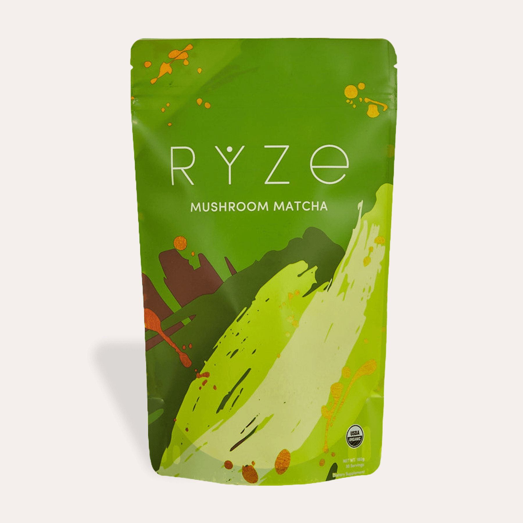 RYZE Mushroom Matcha - with 6 Organic Adaptogenic Mushrooms Grown In USA and Ceremonial-Grade Japanese Matcha F3