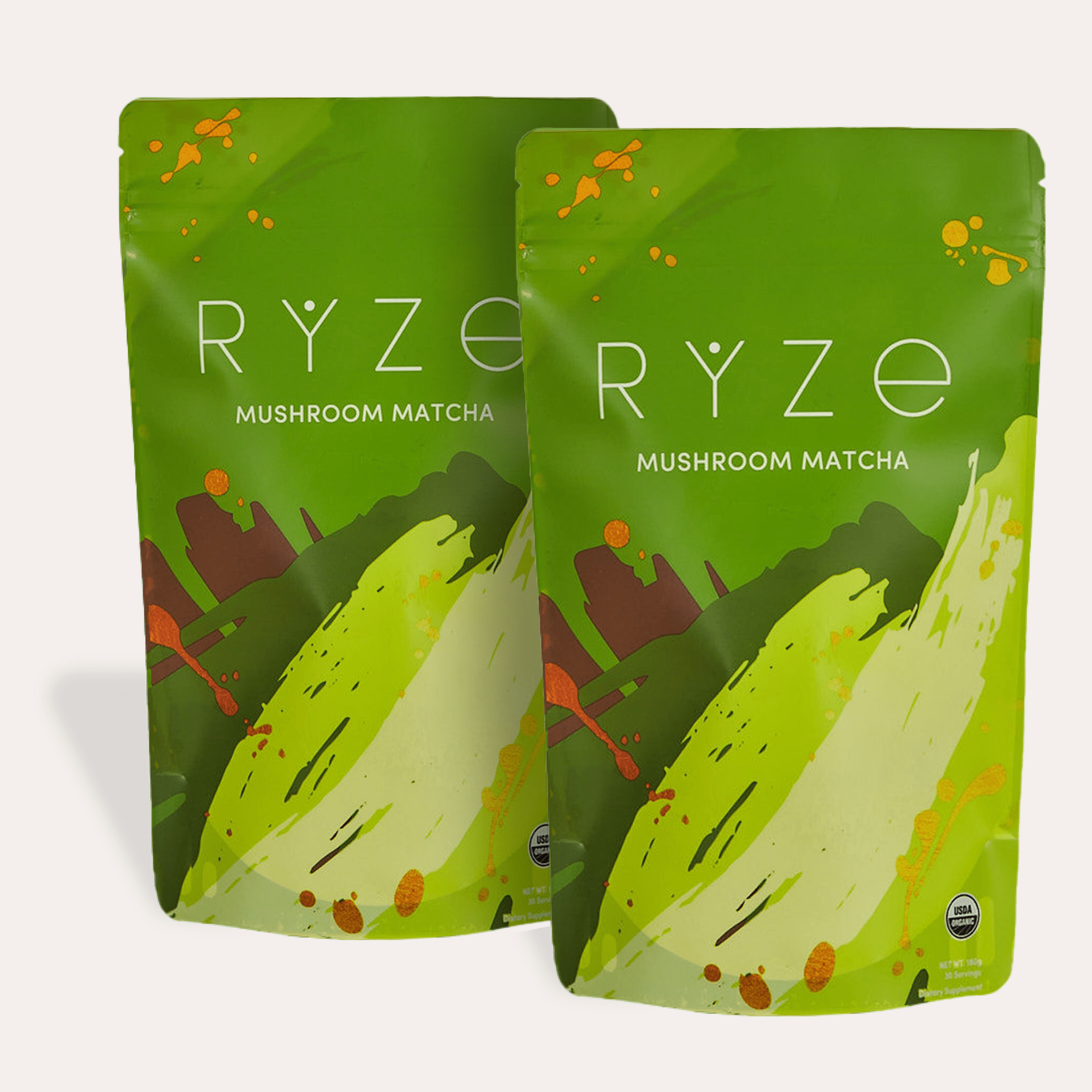 RYZE Mushroom Matcha - with 6 Organic Adaptogenic Mushrooms Grown In USA and Ceremonial-Grade Japanese Matcha F3