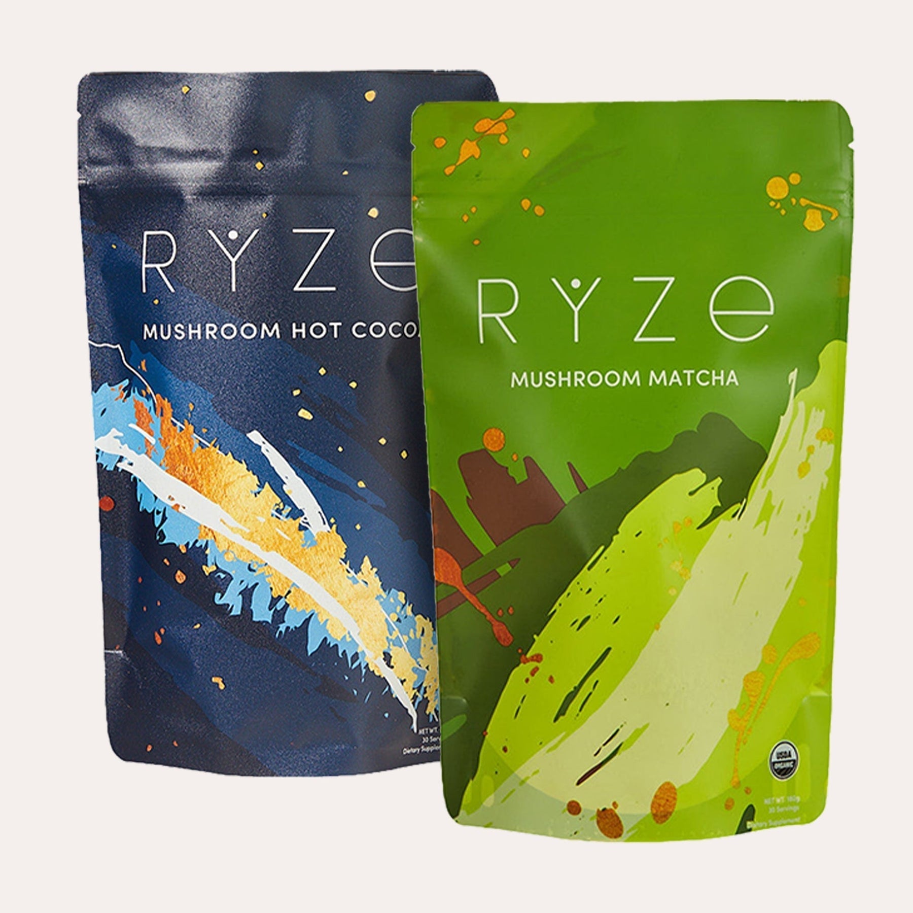 RYZE Mushroom Matcha - with 6 Organic Adaptogenic Mushrooms Grown In USA and Ceremonial-Grade Japanese Matcha F3